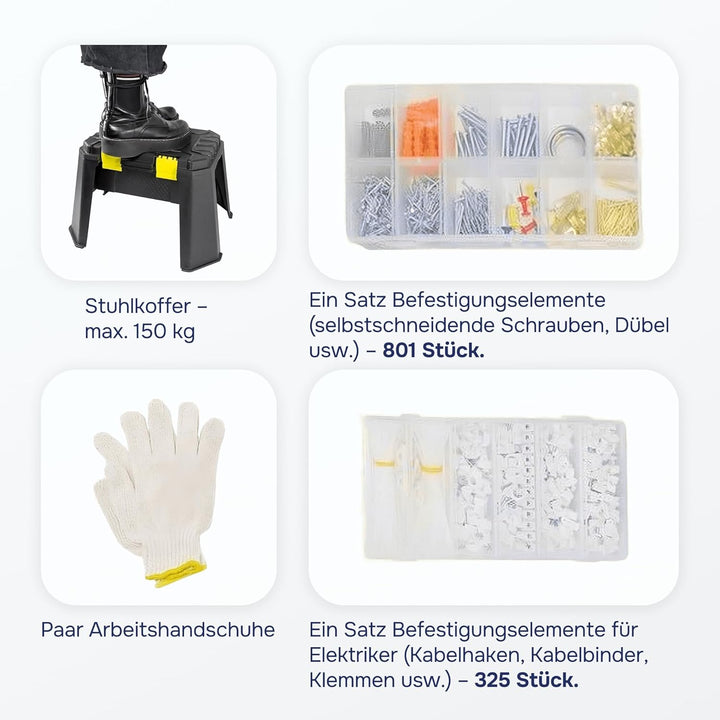 Werkzeugkoffer gefüllt profi, Meister werkzeugkoffer, Werkzeugkasten gefüllt, 1200-teilig, Robust un