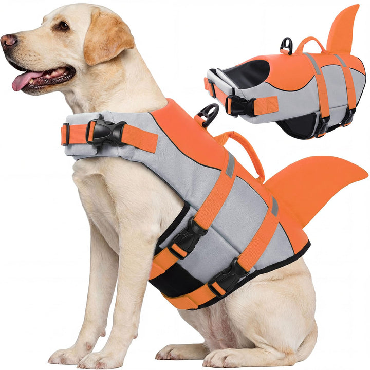 CITÉTOILE Schwimmweste Hunde Hai, Leicht und Sicher für Wassersport, hundeschwimmweste mit Griff und