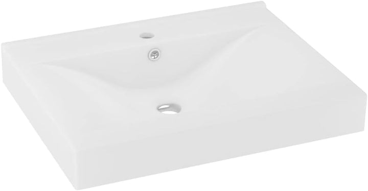 WIFESE Luxus-Waschbecken mit Hahnloch Matt-Weiss 60x46 cm Keramik Einbauwaschbecken Hänge-Waschbecke