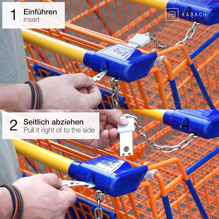 FABACH 3 TROLLEY SHARK Blacky Einkaufswagenlöser Schlüsselanhänger - Abziehbarer Einkaufswagenchip,