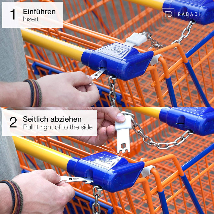 FABACH 2 TROLLEY SHARK Blacky Einkaufswagenlöser Schlüsselanhänger - Abziehbarer Einkaufswagenchip,