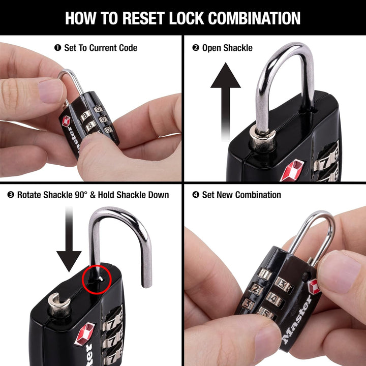Master Lock 4680DBLK TSA Accepted Luggage Lock, Black, Pack of 1 1-Pack, 1-Pack