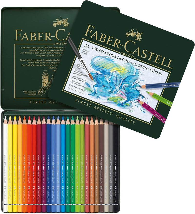 Faber-Castell 117590 Aquarellstifte Albrecht Durer 24 Metallkoffer Kunst und Grafik Wassertankpinsel