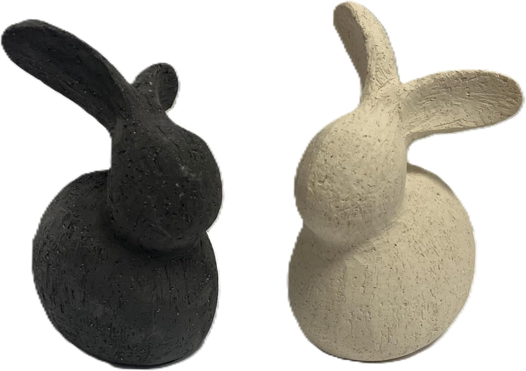 Hase Ostern Beton Optik Grau Beige Modern 2er Set 14 cm
