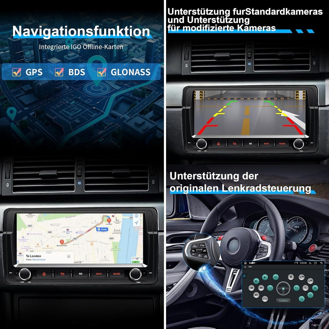 8.8'' Android 14 Car Stereo for BMW E46 M3 / Rover 75 / MG ZT | 1 DIN In-Dash Radio with Wireless Ca