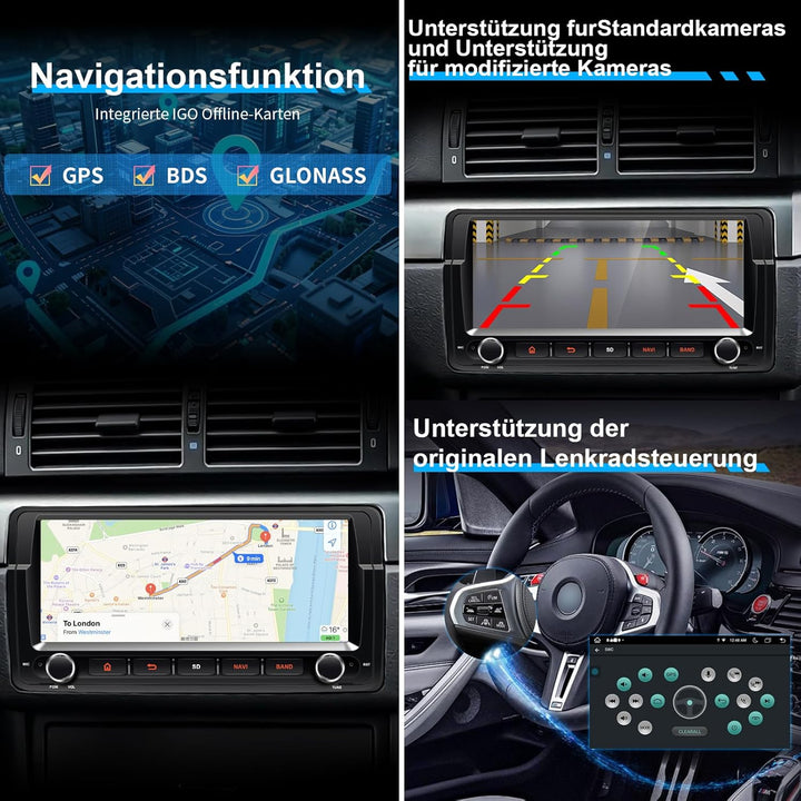 8.8'' Android 14 Car Stereo for BMW E46 M3 / Rover 75 / MG ZT | 1 DIN In-Dash Radio with Wireless Ca