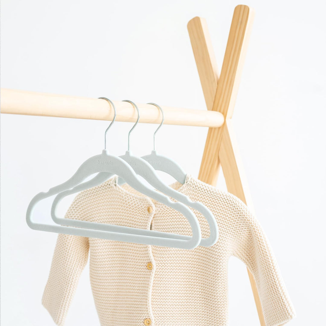 3 Sprouts - Kinder Kleiderbügel aus Samt – rutschfeste Kleiderbügel für Baby & Kleinkinderkleidung -