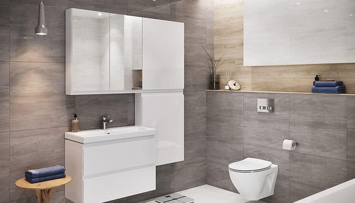 VBChome Badmöbel 80 cm Weiss mit Armatur und Pop-up ventil Waschbecken mit Unterschrank Waschtisch 2