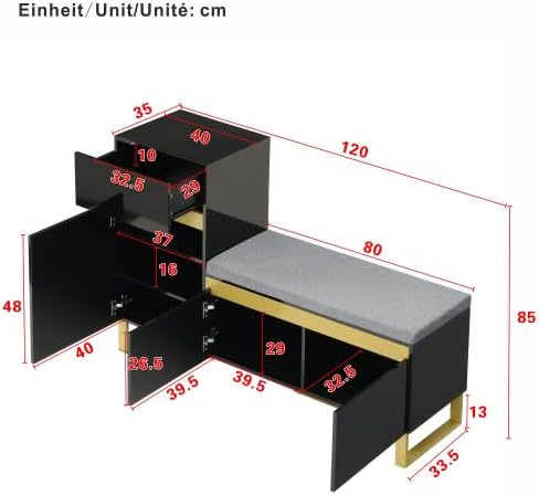 Merax Schuhschrank mit Sitzbank – Schuhbank mit Sitzfläche, mehrstöckiges Schuhregal mit Türen &amp; Sch