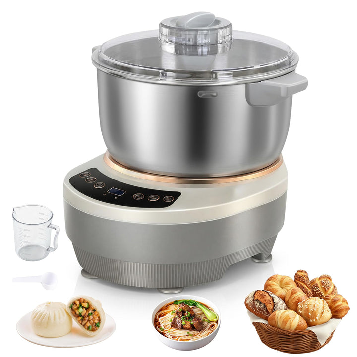 7L Grossraum Teigmaschine, 200W Edelstahl Pizzateig Maschine aus 304er Edelstahl zum Backen, Teigkne