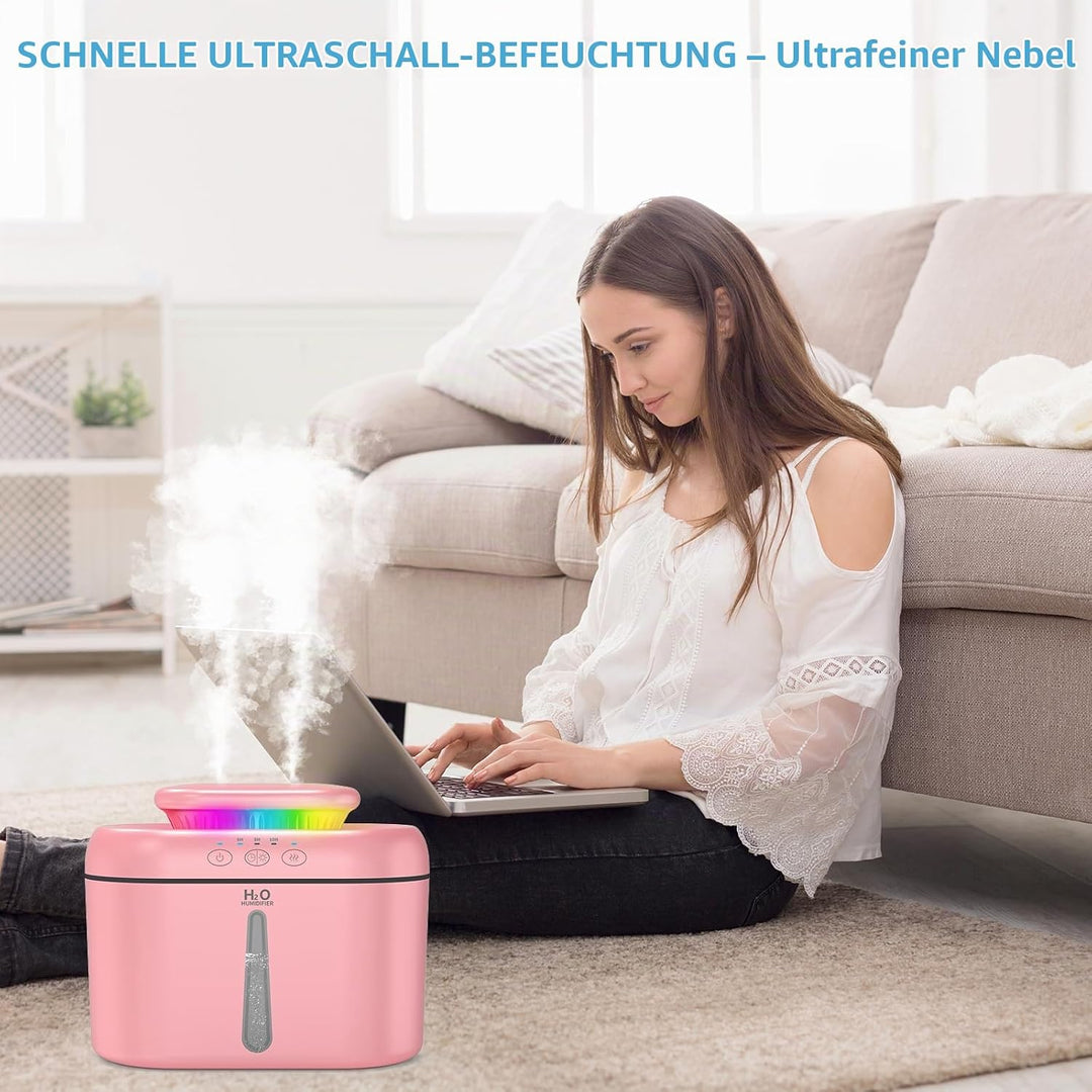 Luftbefeuchter 2L Luftbefeuchter Schlafzimmer Ruhig 16dB Auto Abschaltung und bis zu 24 Stunden Nach