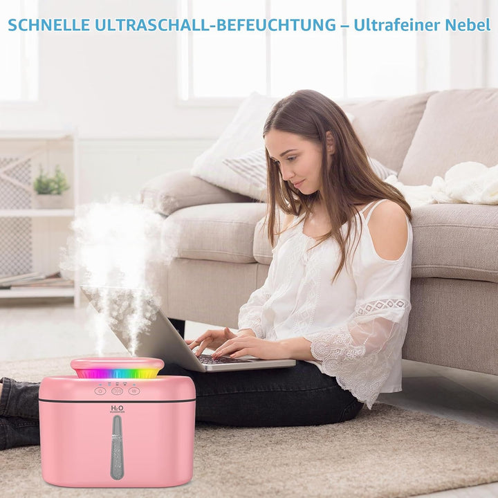 Luftbefeuchter 2L Luftbefeuchter Schlafzimmer Ruhig 16dB Auto Abschaltung und bis zu 24 Stunden Nach