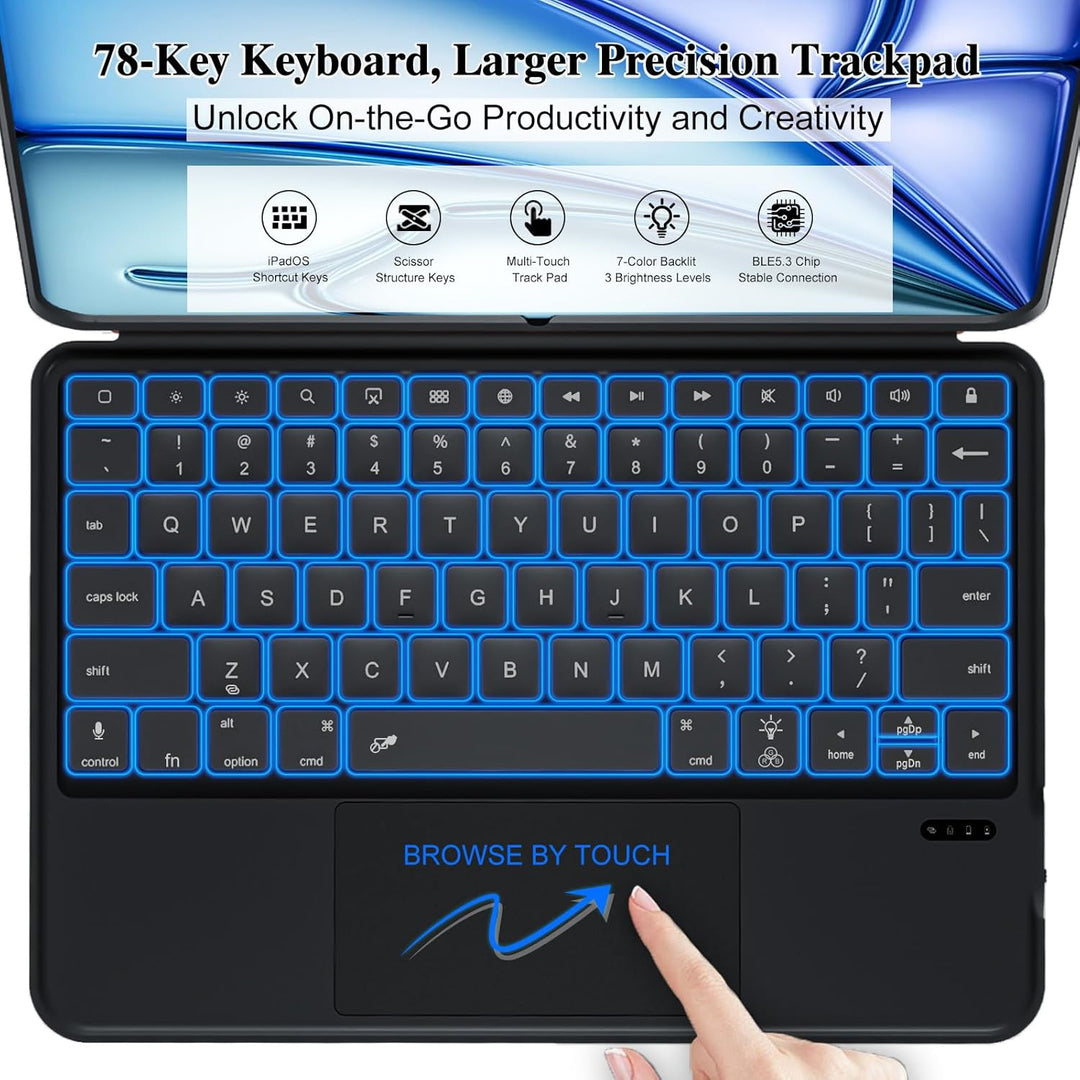 Tastatur Hülle für iPad Air 11 Zoll (M4 M3 M2 2026 2025 2024), Pro 11, iPad A16 11/10, Magnetische A