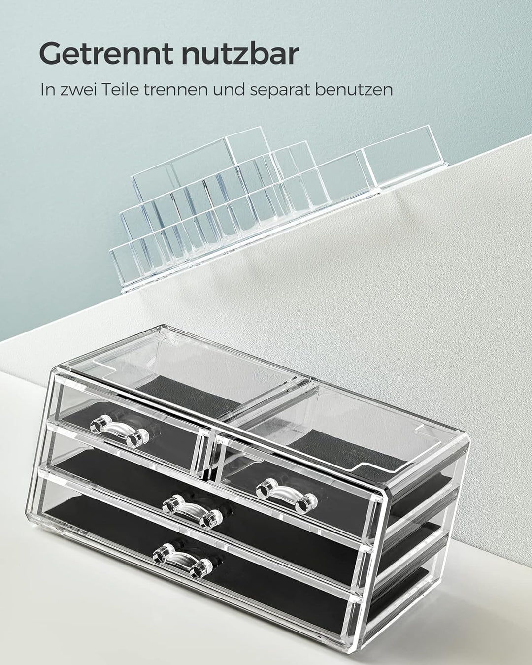SONGMICS Make-up Organizer, Kosmetik-Organizer mit 4 Schubladen und 11 Fächern in unterschiedlichen