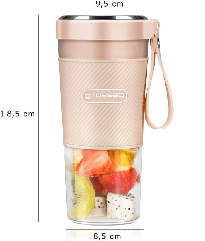 grossag Akku Smoothie Mixer to-go MX 10.05 Türkis mit USB für 0,3 Liter, Türkis