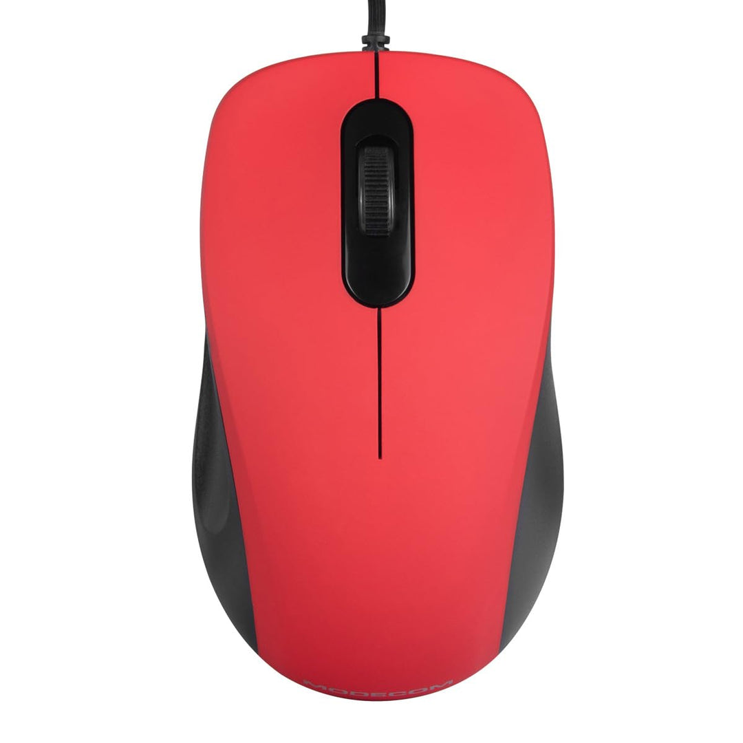 Modecom MC-M10S Rot USB Kabelgebundene Maus | Leise Silent Computermaus für Laptop & PC | Ergonomisc
