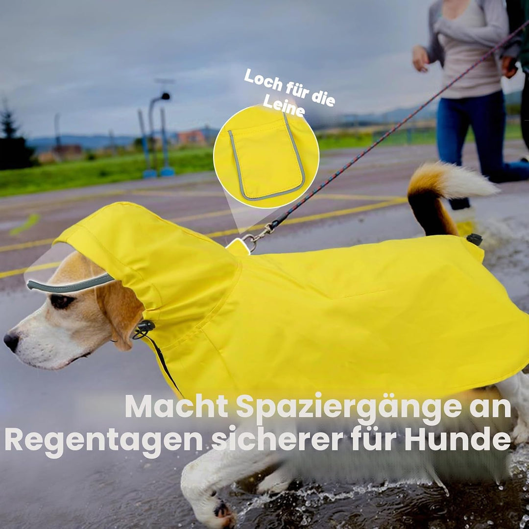 Regenmantel Hund XL, Wasserdicht Hunderegenmantel mit Kapuze, Reflektierende Elemente, Verstellbar,