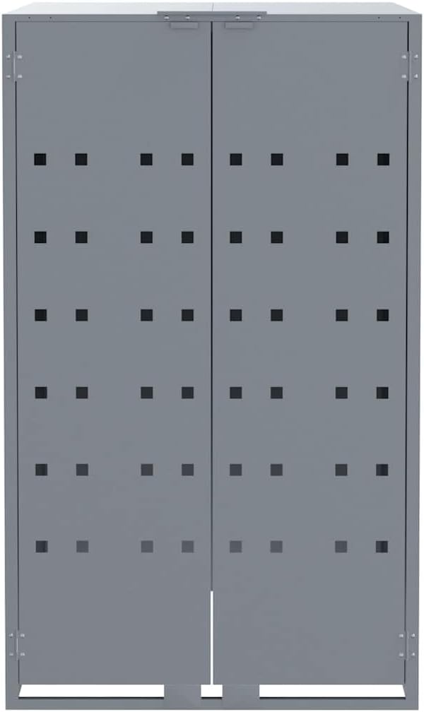Mülltonnenbox für 1 Tonne Grau 69x79x117 cm Stahl Behälter mit pneumatischem Federdeckel 1 Fässer Gr