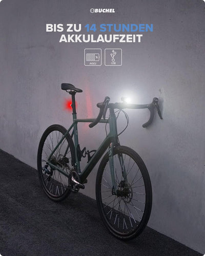 Büchel BLC 720 Fahrradlichter Set I 70/30/15 Lux I StVZO zugelassen mit bis zu 14h Akkulaufzeit I Au