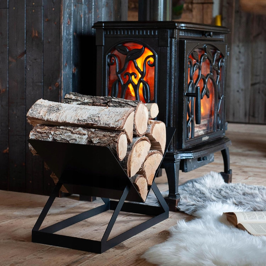 Kapaga - Holzkörbe, Kaminholzregal innen Metall, Holzlager innen, Feuerholzregal, Brennholzregal inn