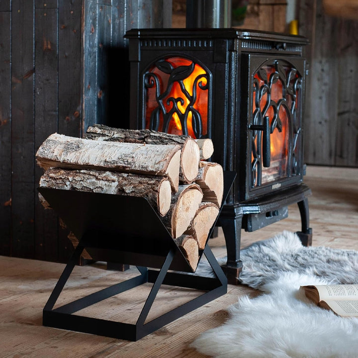 Kapaga - Holzkörbe, Kaminholzregal innen Metall, Holzlager innen, Feuerholzregal, Brennholzregal inn