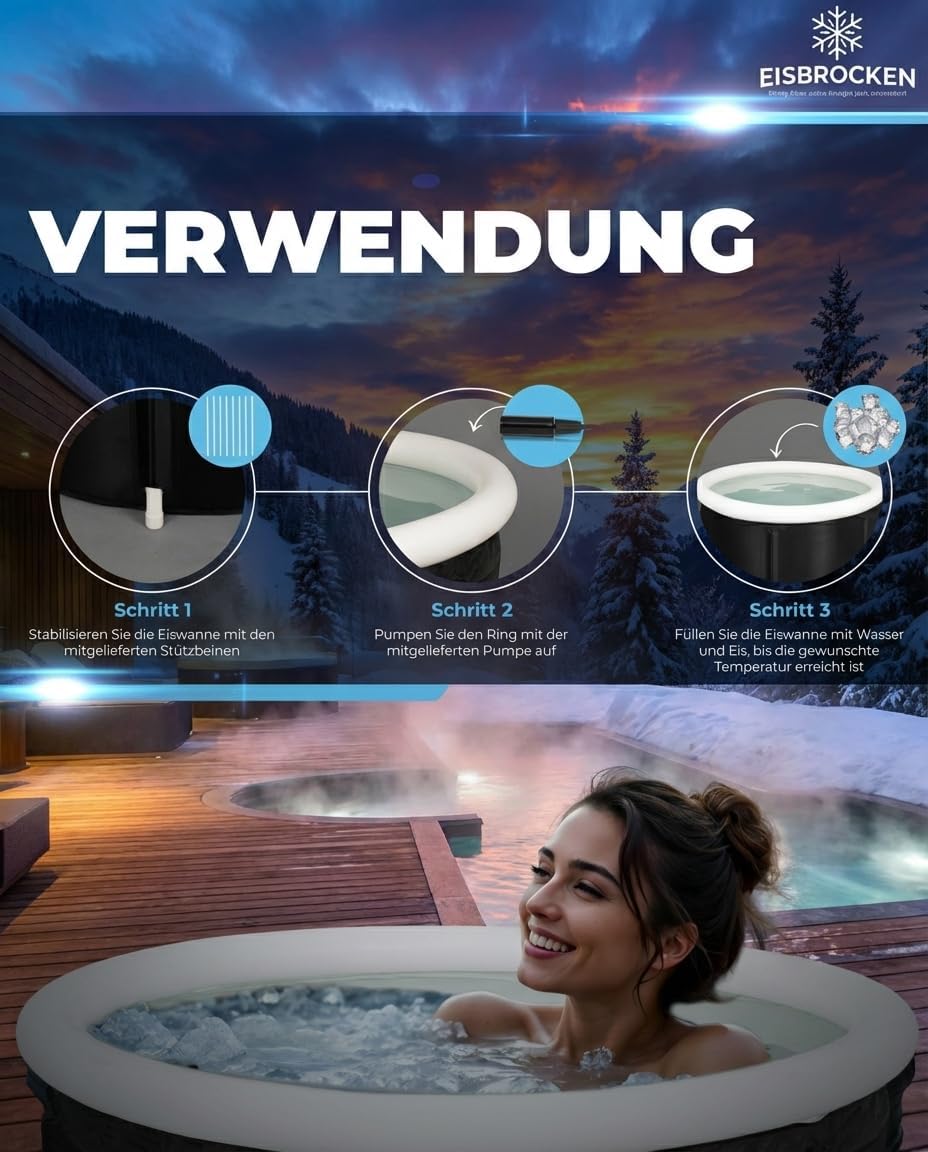 Eisbad Tonne – Faltbare Eistonne 80 cm Ø mit 7-Schicht-Isolierung – Indoor & Outdoor Kältebad für Sp