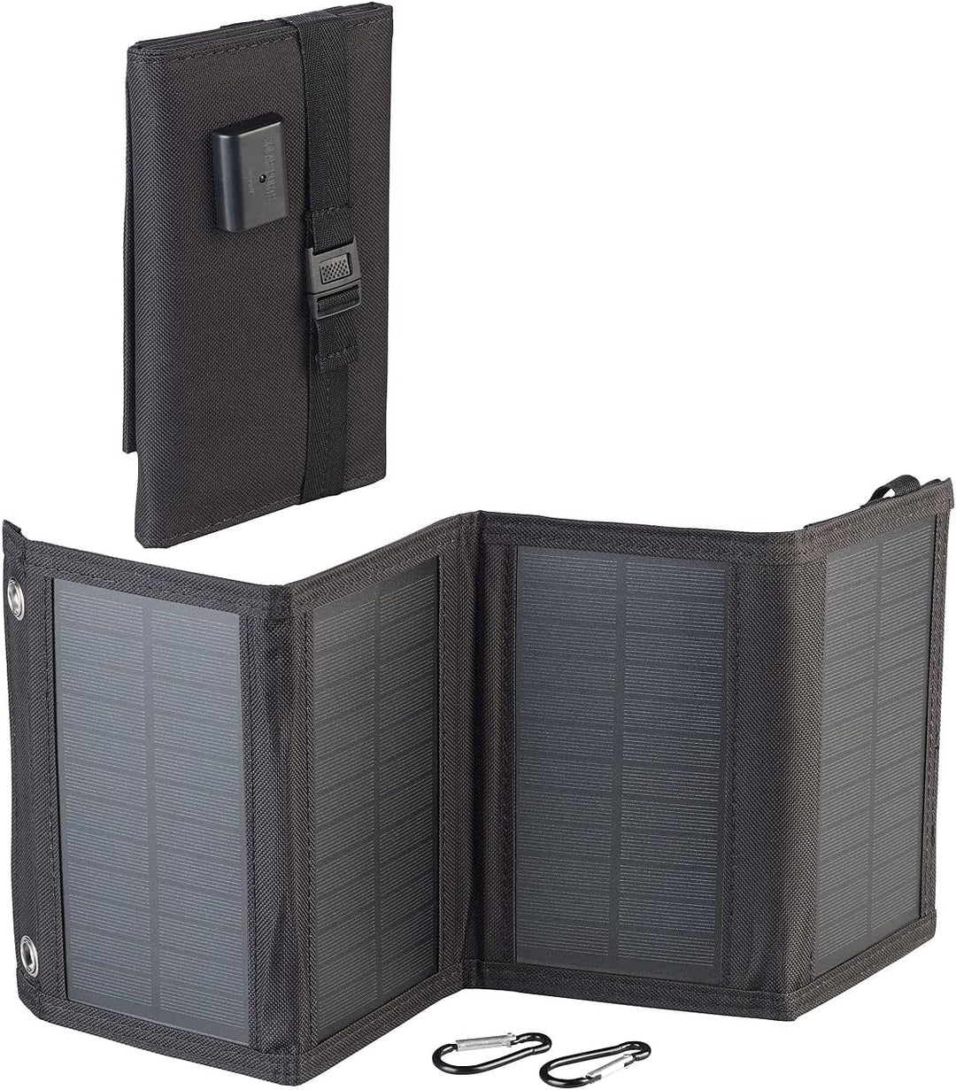 revolt Solar-Powerbank Qi: Magnetische Powerbank + Falt-Solarpanel, 10.000 mAh, für Qi & MagSafe (So