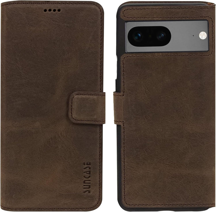 Suncase Book-Style Hülle kompatibel mit Google Pixel 7 5G Leder Tasche (Slim-Fit) Lederhülle Handyta