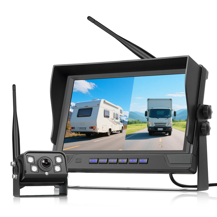 Rückfahrkamera Kabellos Kit, 1 Kamera mit 9 Zoll IPS Monitor, Rückfahrkamera mit IP68 wasserdichte,