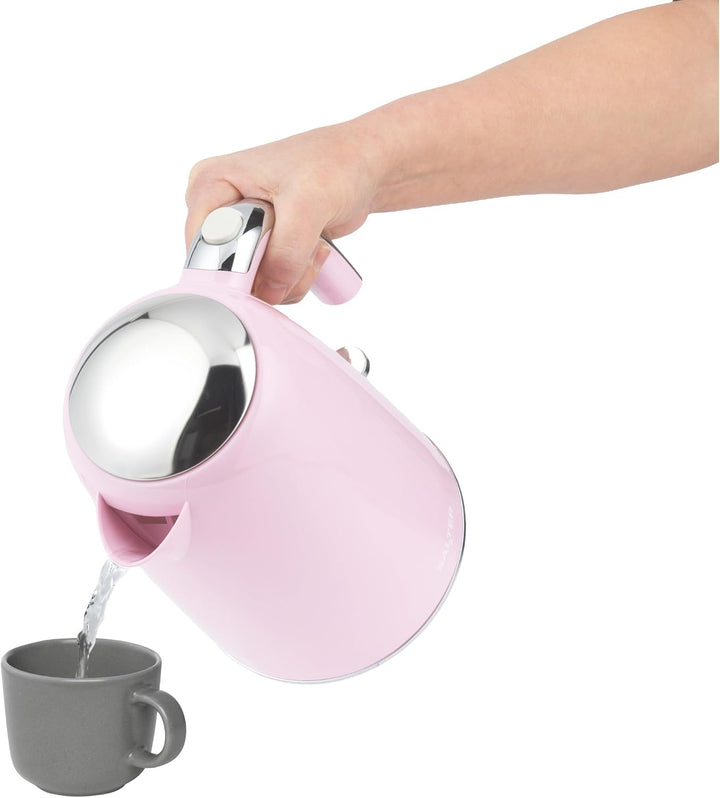 Salter Retro Wasserkocher elektrisch 2200 W, 1,7 l – rosa Wasserkocher mit 360°-Drehfuss, herausnehm