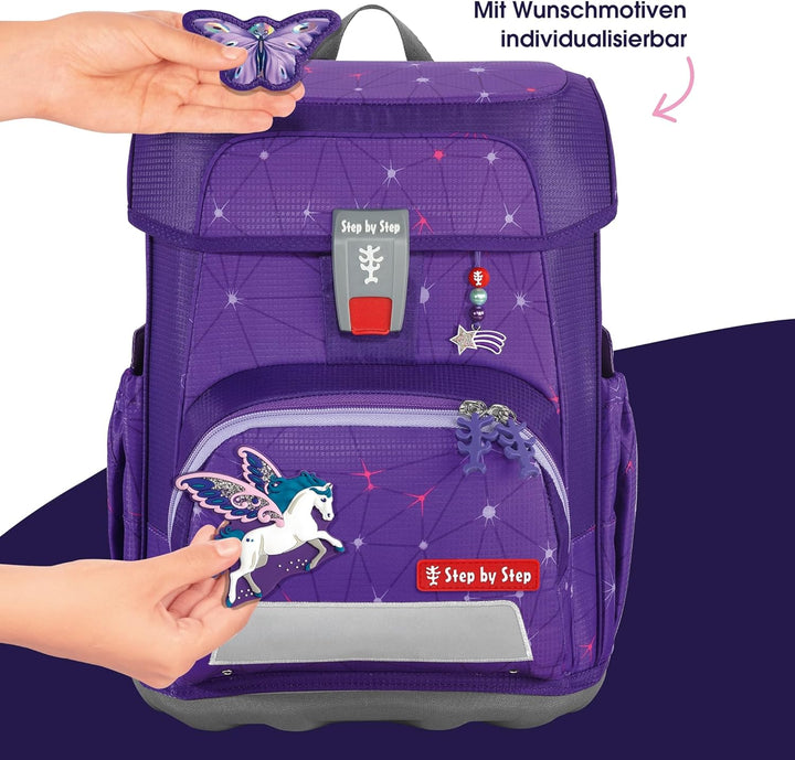 Step by Step Schulranzen-Set Cloud Dreamy Pegasus Shadow, 5-teilig, lila, Pegasus, ergonomischer Tor
