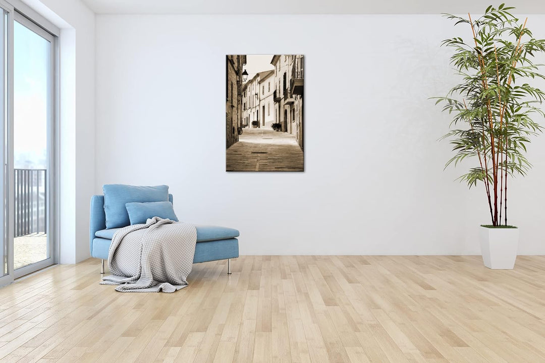 Fussweg in der Altstadt Format: 60x40 cm Effekt: Sepia als Leinwandbild, Motiv fertig gerahmt auf Ec