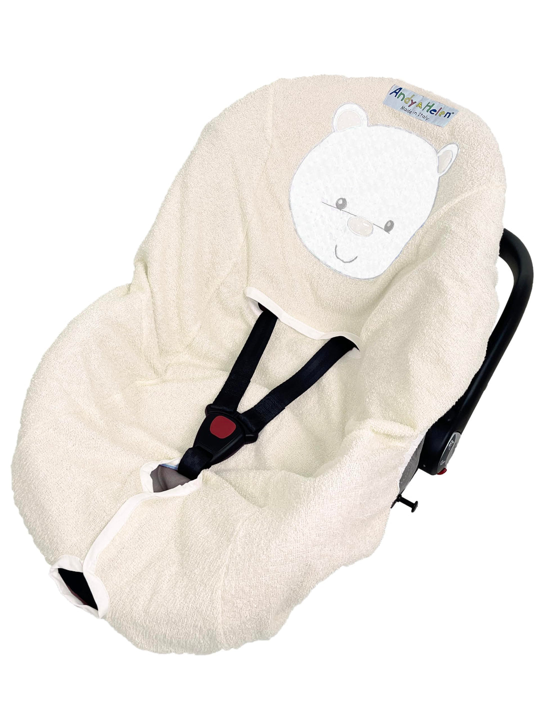 ANDY & HELEN Bezug für Babyschale aus Frottee, Bestickt, praktischer und bequemer Bezug durch elasti
