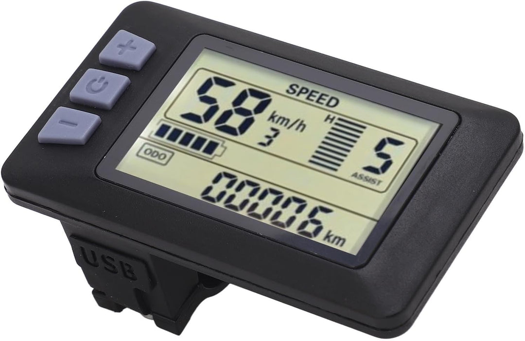 P3H Elektrofahrrad-LCD-Anzeigefeld, LCD-Display mit Wasserdichtem 6-Pin-Kabel, Kompatibel mit 24 V,