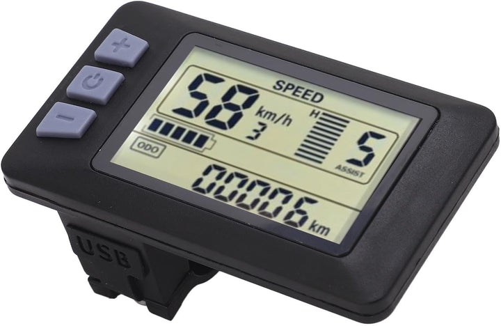 P3H Elektrofahrrad-LCD-Anzeigefeld, LCD-Display mit Wasserdichtem 6-Pin-Kabel, Kompatibel mit 24 V,