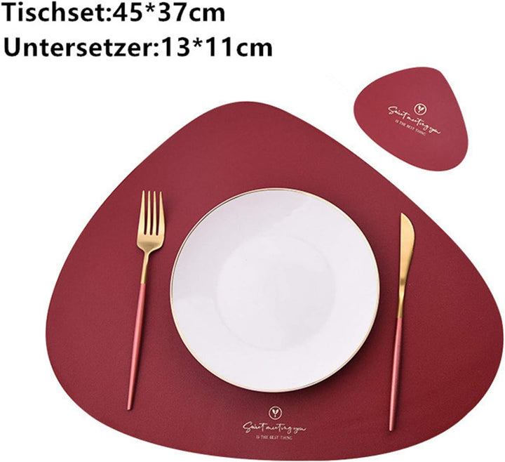 4er Set/6er Set Platzsets und Untersetzer Dreieck Oval Leder Tischset Wassertropfen Abwischbar Tisch