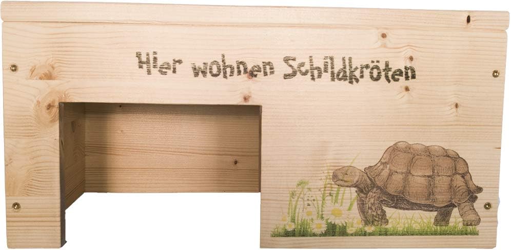 Nagerstore Schildkrötenhaus M Terrarium Schutzhaus mit Motiven, Holzlasur & Aufklappbar