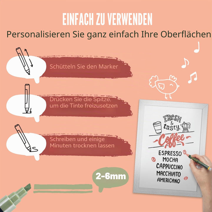 Securit BL-SMA100-V4-COL Kreidemarker (Strichstärke ca. 2 - 6 mm) 8er Set farbig sortiert erdfarben,