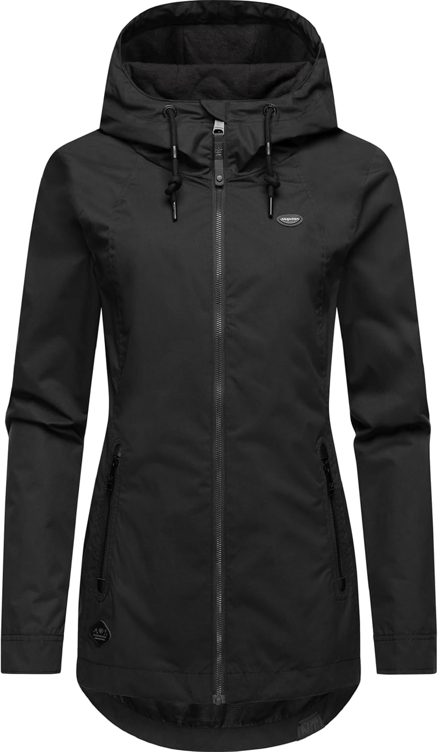 Ragwear Damen Übergangsjacke leichte Jacke Kurzmantel mit Verstellbarer Kapuze Zuzka XS-6XL XS Black