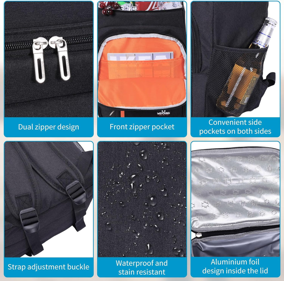 HEQUN 23L Kühlrucksack Thermo Rucksack Picknickrucksack Kühltasche Gross Isoliert Cooler Bag Perfekt