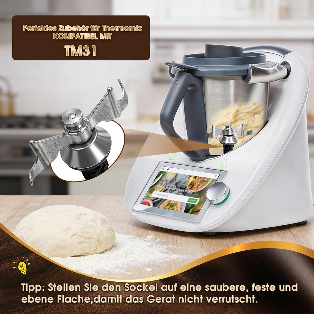 Teigmesser für Thermomix TM31, Edelstahl-Teigmischmesser, Schnelle Reinigung,Ersatzteile für Thermom