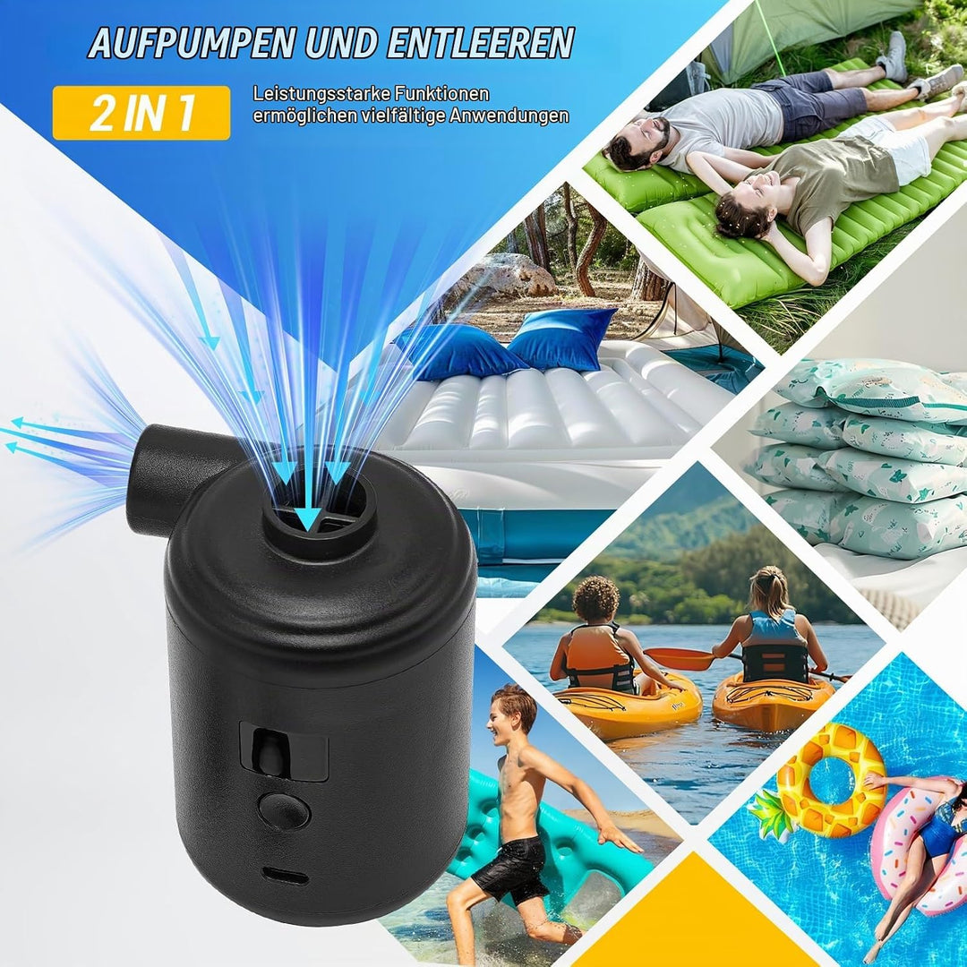 Elektrische Luftpumpe, 3600mAh USB-Ladebare Akku-Pumpe, Mini Luftpumpe Elektrisch Inflator, 280L/Min