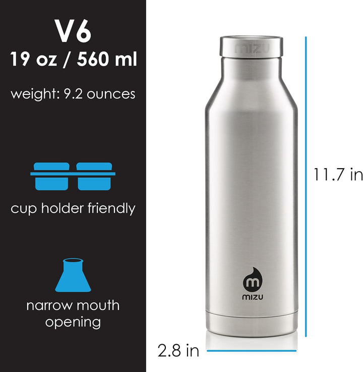 Mizu V6 Isolierte Edelstahl-Trinkflasche, Rostfrei, 560 ml
