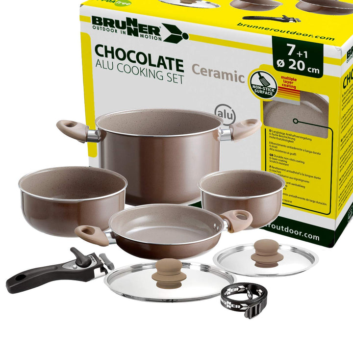 BRUNNER: Camping Kochgeschirr Keramik Topfset (Töpfe und Pfannen) - 7+1 teilig ø 20 cm CHOCOLATE - 4