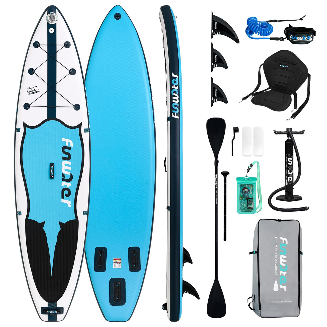 FunWater Aufblasbares Stand Up Paddle Board Surfbrett SUP Komplettes Paddleboard Zubehör Verstellbar