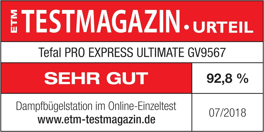 Tefal Dampfbügelstation Pro Express Ultimate GV9567 | 7,7 Bar | 155 g/Min. Kontinuierlicher Dampf |5