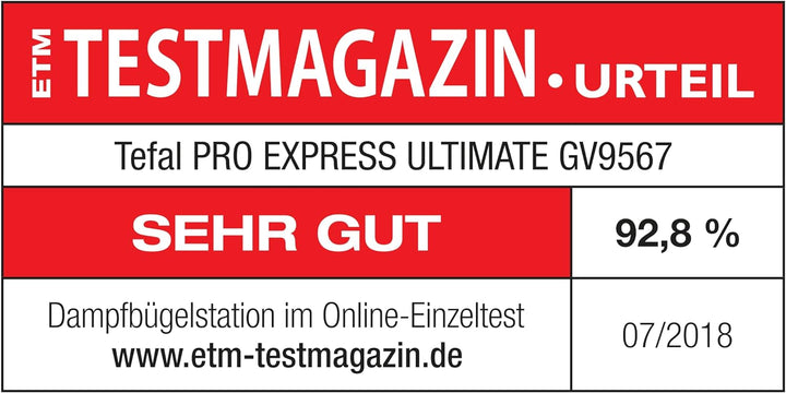 Tefal Dampfbügelstation Pro Express Ultimate GV9567 | 7,7 Bar | 155 g/Min. Kontinuierlicher Dampf |5