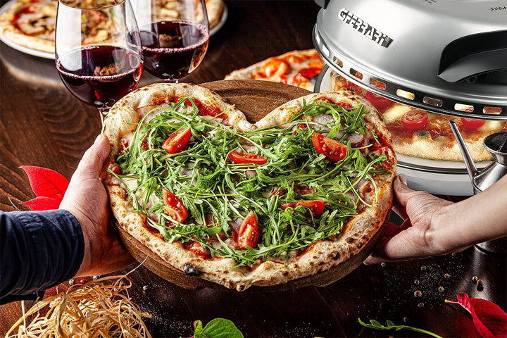 G3 Ferrari elektrischer Pizzaofen Delizia G1000606 silber, bis 400 Grad mit feuerfestem Naturstein /