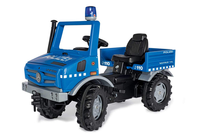 Rolly Toys Unimog Polizei Tretauto ab 3 Jahren | Polizeiauto zum selber fahren mit Flüsterlaufreifen