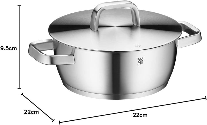 WMF Iconic Kochtopf gross 22cm, Metalldeckel, Bratentopf Induktion 3,2l, grosser Topf, Cromargan Ede